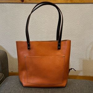 NWOT Orange Portland Leather Goods Medium Classic Tote Grizzly Handles